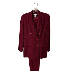 Chaus Wool Deep Red Double-Breasted Suit. Fully Lined.